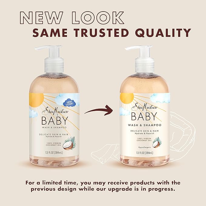 SheaMoisture Baby Wash and Shampoo 100% Virgin Coconut Oil for Baby Skin Cruelty Free Skin Care 13 oz