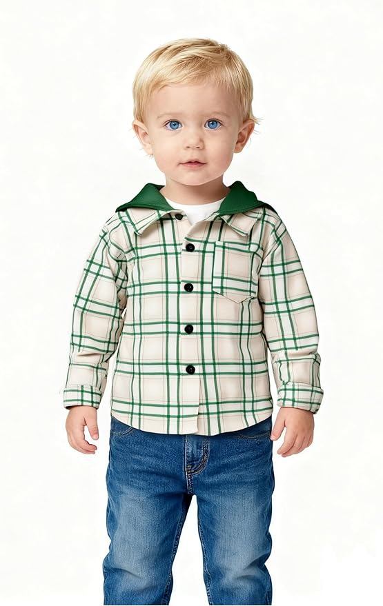 YOUNGER STAR Toddler Kids Boys Girls Flannel Hooded Plaid Shirt Button Baby Red Clothes