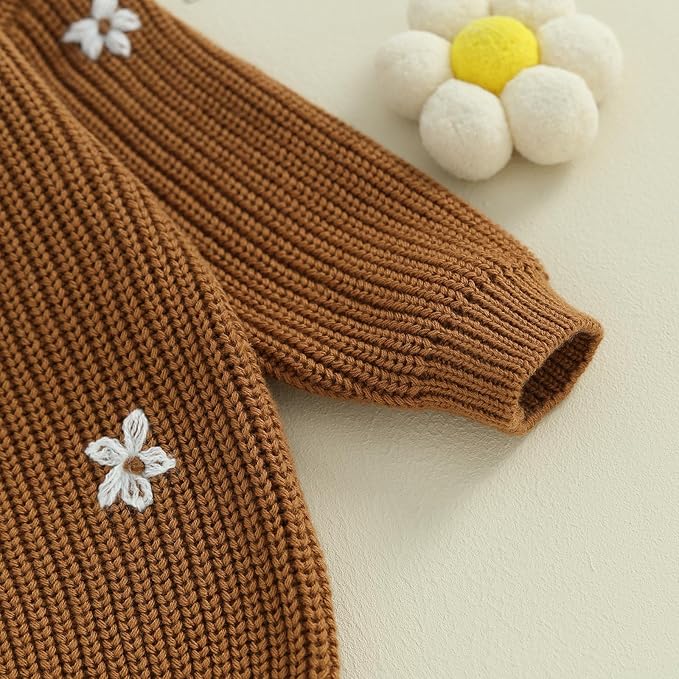Mubineo Baby Girl Winter Clothes Cute Flower Sweater Crewneck Pullover Long Sleeve Knit Newborn Infant Sweaters