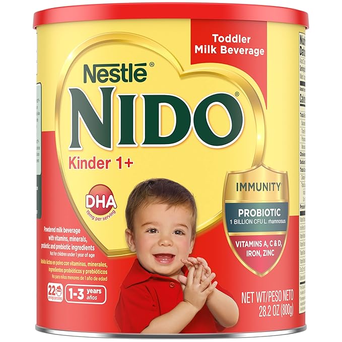 NESTLE NIDO Kinder 1+ Powdered Milk Beverage, 1.76 lb. Canister (Pack of 2)