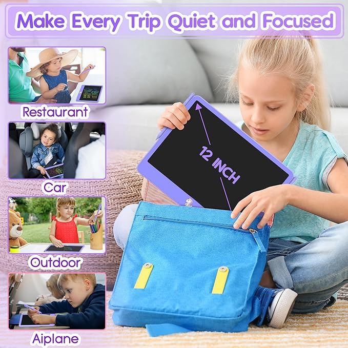 Hockvill LCD Writing Tablet for Kids 12 Inch, Kids Learning Toys Drawing Pad for Girls Boys, Unicorn Doodle Board for Toddlers 3 4 5 6 7 8 Year Old Travel Essentials Valentines Gifts for Kids
