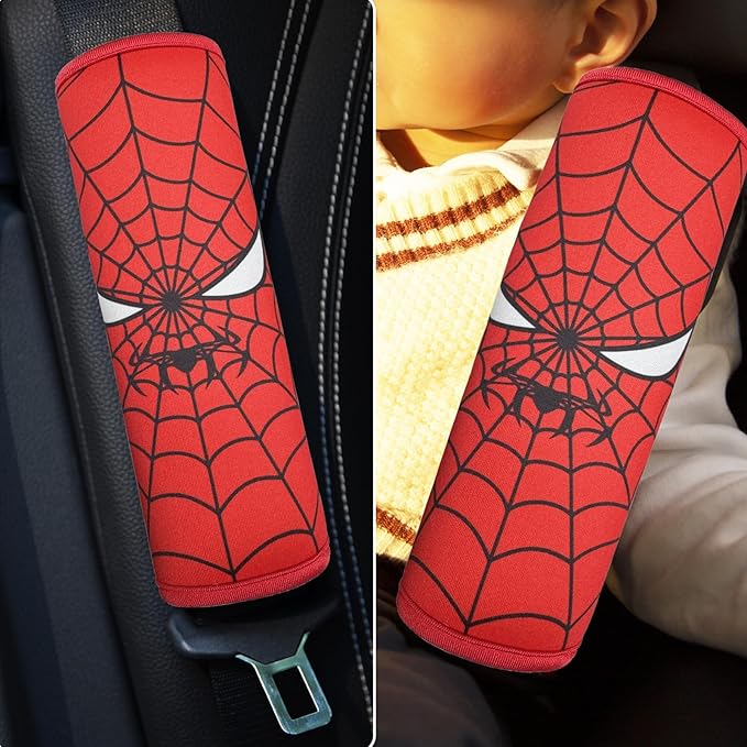 Seat Belt Cover for Kids, Seat Belt Pad for Boys Girls, Car Seat Straps Shoulder Pads for Kids, Kid's Seat Belt Cushion, Shoulder Strap Pad, 1 Piece （Spider Hero）