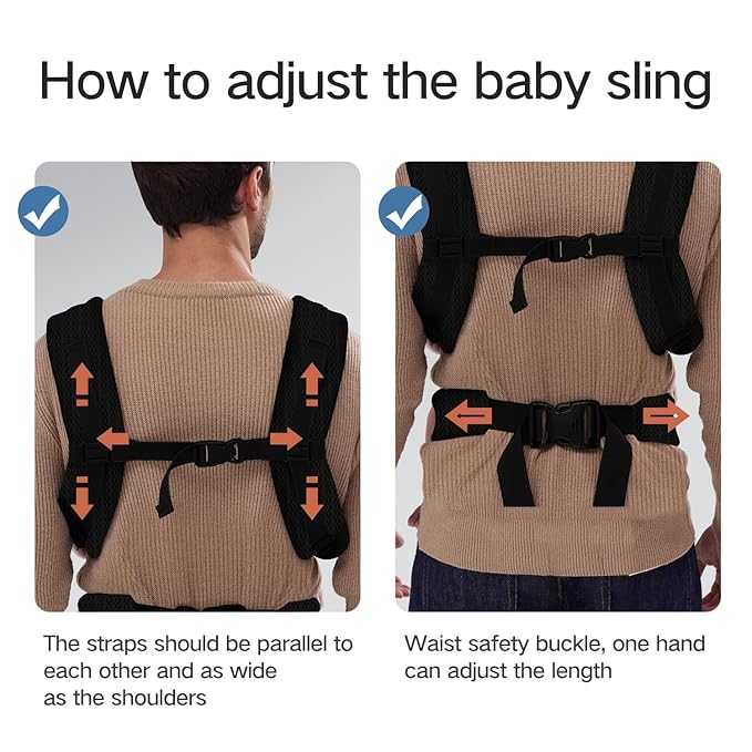 Baby Carrier Newborn to Toddler,Newborn Carrier with Head Support, Cozy Baby Holder Carrier for Dad Mens (Summer-Black)
