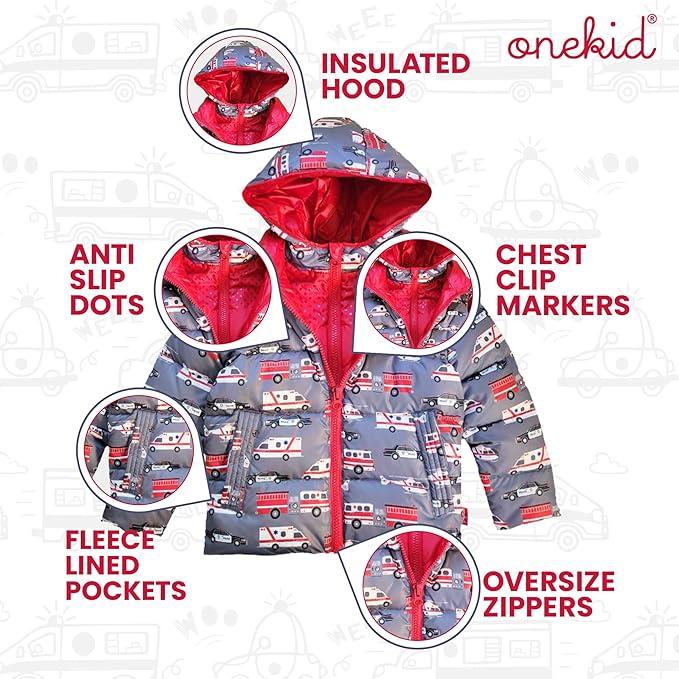 ONE KID The Road Coat Down | Car Seat Safe Winter Jacket | Crash Tested | Unisex | 12 Months-8 Years