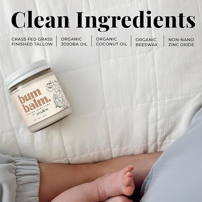 Amallow Baby Bum Balm - Diaper Area Cream for Sensitive, Rash-Prone Skin - Petroleum & Fragrance-Free - Gentle Moisturizing Balm - 4 oz