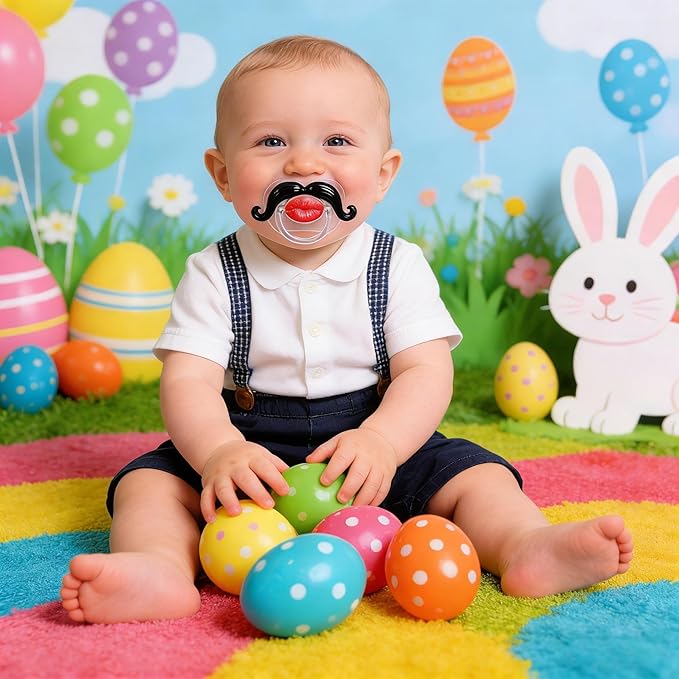 Funny Baby Pacifiers,Mustache Pacifiers for Babies 0-18 Months,Baby Teeth and Vampire Pacifier Funny Pacifiers for Boys and Girls BPA Free