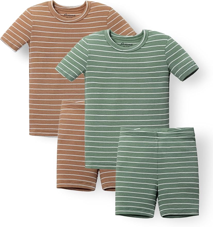 AVAUMA Stripe Pattern Baby Boys Girls Pajama Set Kids Toddler Snug fit Ribbed Sleepwear pjs for Daily Life Style