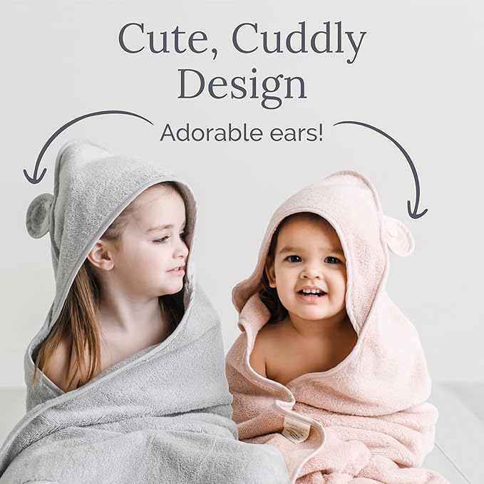 Natemia Hooded Baby Bath Towel - 100% Organic Cotton Baby Towels for Newborns, Toddlers, Boys, Girls - Soft Absorbent 450 GSM - Gentle on Sensitive Skin - Baby Shower Registry Gift (35" x 35")