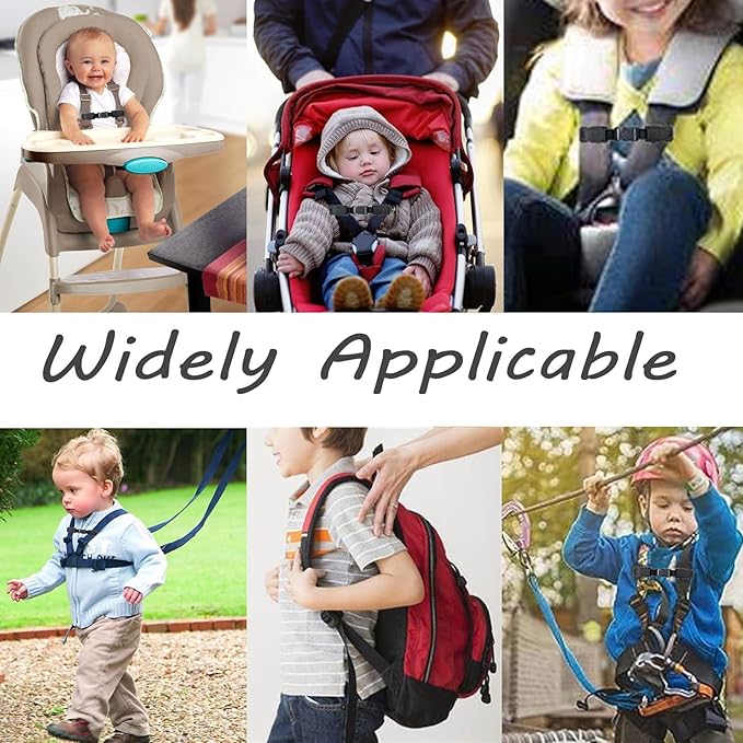 Car Seat Safety Belt Clip Buckle Lock Seat Chest Harness Clip, Universal Replacement Child Safety Belt Buckle for Strollers High Chairs, Trend Adjustable Guard(Black)