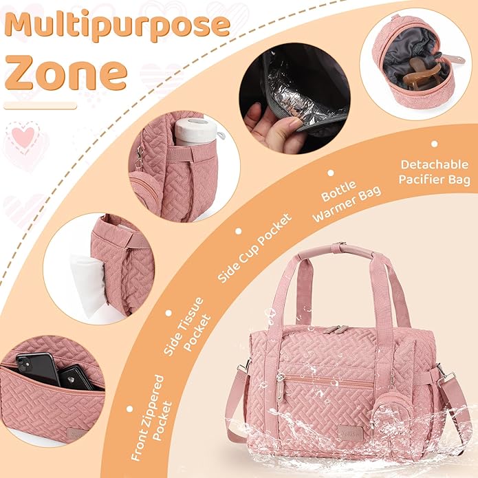 JOLLITO Diaper Bag Tote, Large Capacity Travel Diaper Bags With Changing Pad, Hospital Bag For Labor Delivery, Baby Bag