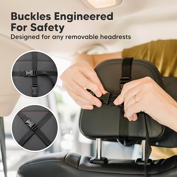 KeaBabies Baby Car Seat Mirror - Wide Shatterproof Backseat Infant Car Mirror for Baby Rear Facing, Crystal Clear View, Travel Accessories, Easy Install & Adjust for Removable Headrest (Matte Black)