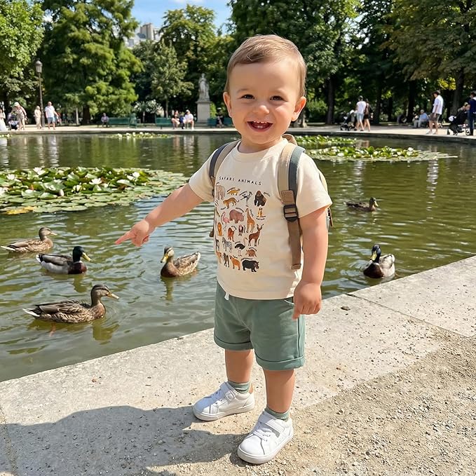 WZTYYDS Toddler Baby Boy Summer Clothes 2T 3T 4T 5T Boys Outfit Letter Truck Short Sleeve T-Shirt Tops + Shorts Set