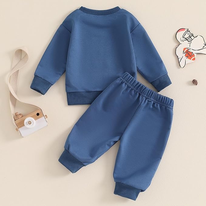 ZAXARRA Toddler Newborn baby boys Fall Outfits Long Sleeve Letter Print Sweatshirt Tops Pocket Pants Casual Clothing Sets