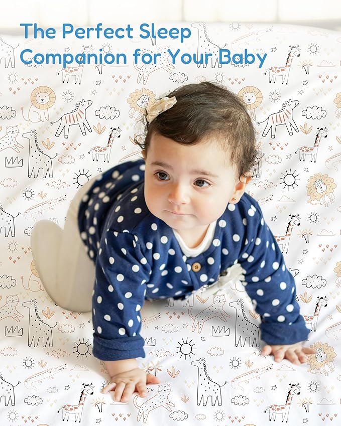 Crib Sheets 2 Pack, Fitted Crib Sheet for Standard Crib Mattress 28x52x9, Ultra Soft Jersey Knit, Breathable Stretchy Deep Pocket, Snug Fit Stays Put, Baby Crib Mattress Sheet