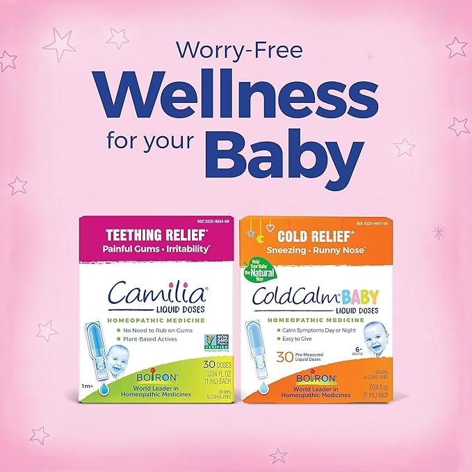 Boiron Camilia Teething Drops for Daytime and Nighttime Relief of Painful or Swollen Gums and Irritability in Babies - 60 Count