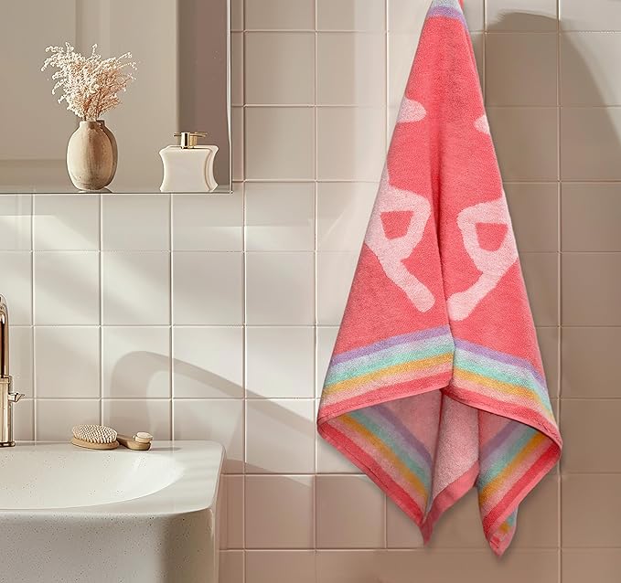 ORIGINAL KIDS 6 Piece Unicorn Towel Set - 100% Cotton Terry Jacquard – 2 Bath Towels, 2 Hand Towels, 2 Washcloths - 630 GSM Super Soft Absorbent Kids Bathroom Set - Pink Multicolor