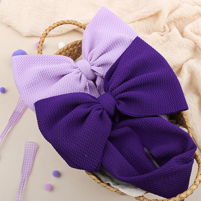 Super Durable Soft Knot Headbands with Hair Bows Infant Toddlers Kids Hair Accessories Violet Purple Headband for Newborn Baby Girls