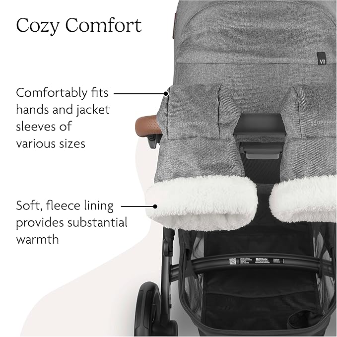 UPPAbaby CozyHandmuff - Easily Attaches to Stroller Handlebars - Ultra-Plush, Weather-Proof Hand Protection - Julian (Dusty Blue Mélange)