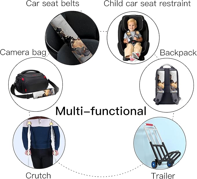Car Seat Belt Pad Cover, 2-Pack Soft Car Safety Seat Belt Strap Shoulder Pad for Adults and Children, Suitable for Car Seat Belt, Backpack, Shoulder Bag (Colorful Marble)