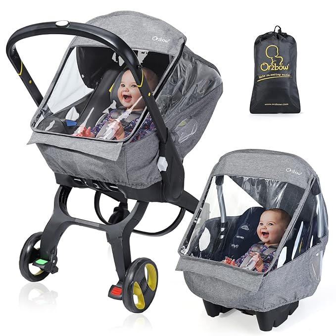 Car Seat Rain Cover, Compatible with Doona Infant Car Seat Stroller, Universal Rain Cover with Window for Waterproof, and Windproof, Breathable Baby Travel Weather Shield Stroller Accessories, Gray