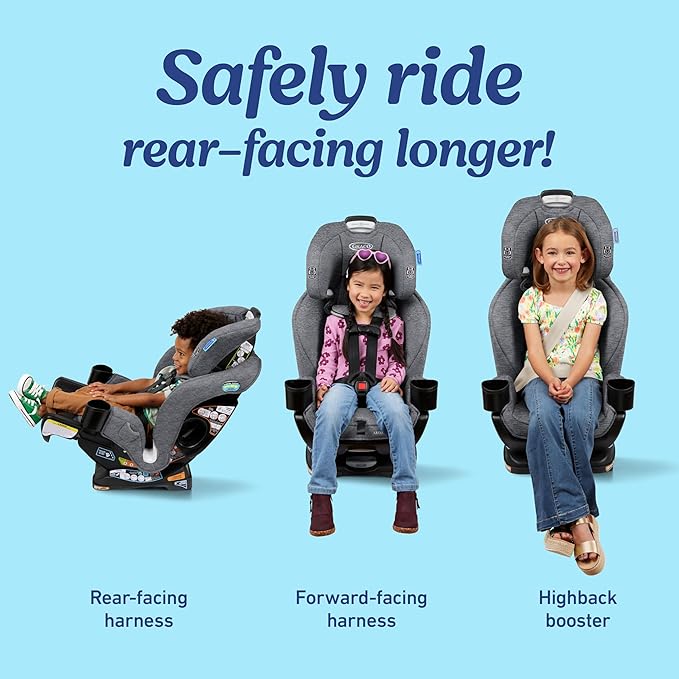 Graco Extend2Fit 3-in-1 Convertible Baby Car Seat, Rear and Forward Facing, Adjustable Extension Panel for Extra Legroom, Ashten