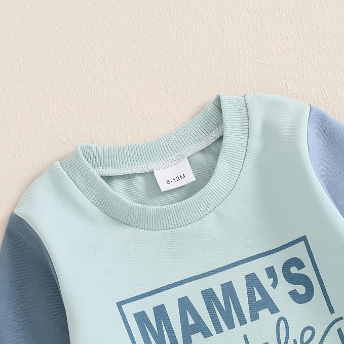 Toddler Boy Outfit Mama's Little Man Long Sleeve Sweatshirt And Pants Set Infant Baby Boy Fall Winter Clothes