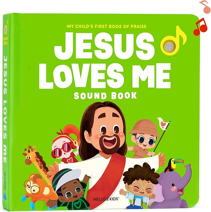 Jesus Loves Me Christian Sound Books for Kids - 6 Bible Songs - Christmas, Baptism, Christening, Dedication Gifts for Boys and Girls - Religious Toys, Music Books for Toddlers 1-3