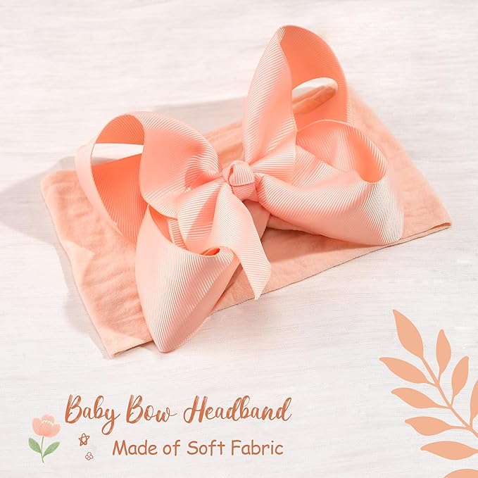 CÉLLOT 20 Colors Baby Bow Wide Turban Headbands Girls Big 6 inches Hair Bows Head Wraps Newborn Infants Toddlers Hairbands