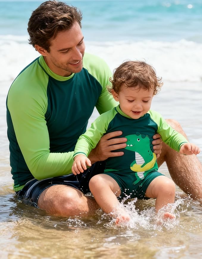 ADUKIDE Baby Boys Swimsuit Summer Beach Rash Guard Swimwear One Piece Sunsuit with Sun Hat 3-24 Months