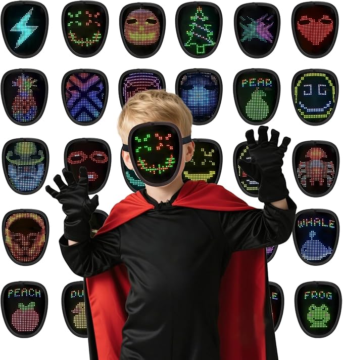 Led Mask Light up Mask with Gesture Sensing, Cool Glowing Toys Masks Great Gift for Halloween Christmas Costume Party