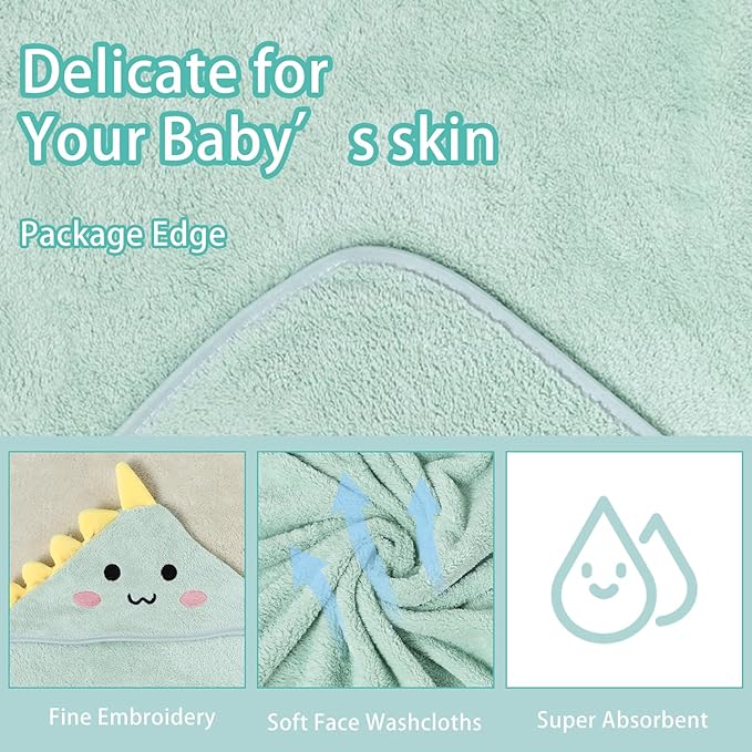 4Pcs Baby Hooded Towel,31 * 31 in Toddler Bath Towels for Newborn Babies,Toallas de Baño para Bebe,Organic Infant Kids Boy Essentials 1-3
