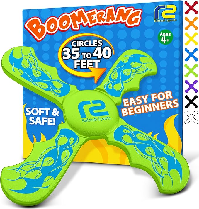 Fun Boomerang - Easter Basket Stuffers for Kids - Soft & Easy to Use - Easter Gifts for Boys & Girls All Ages - Best Boy Gifts for 6 7 8 9 10 Year Old Boys + 2025 Top Toys for Age 8-12 Boy Gift Ideas
