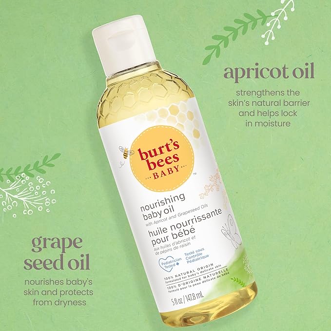 Burt's Bees Baby Nourishing Baby Oil, 100% Natural Origin Skin Care - 5 Ounce Bottle