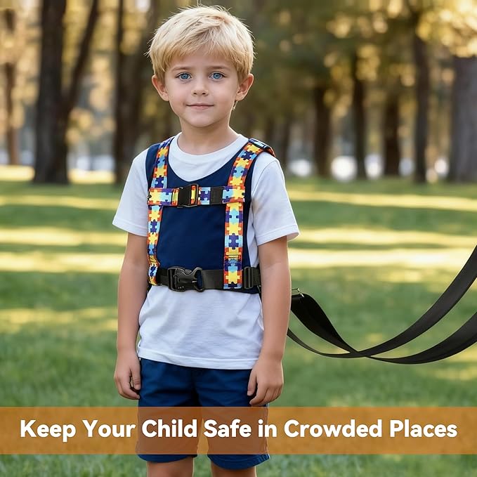 Walking Safety Harness for Older Kids 3–12 Years, Adjustable Leash Vest for Special Needs, Autism, ADHD, with Strong Grab Handle for Public and Outdoor Safety