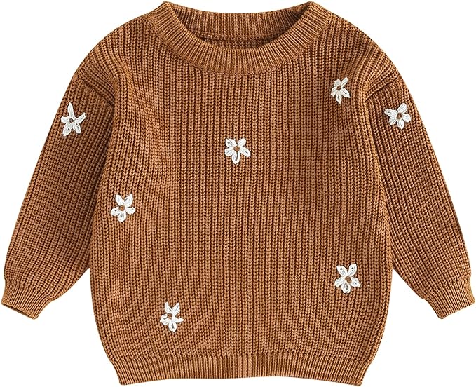 Mubineo Baby Girl Winter Clothes Cute Flower Sweater Crewneck Pullover Long Sleeve Knit Newborn Infant Sweaters