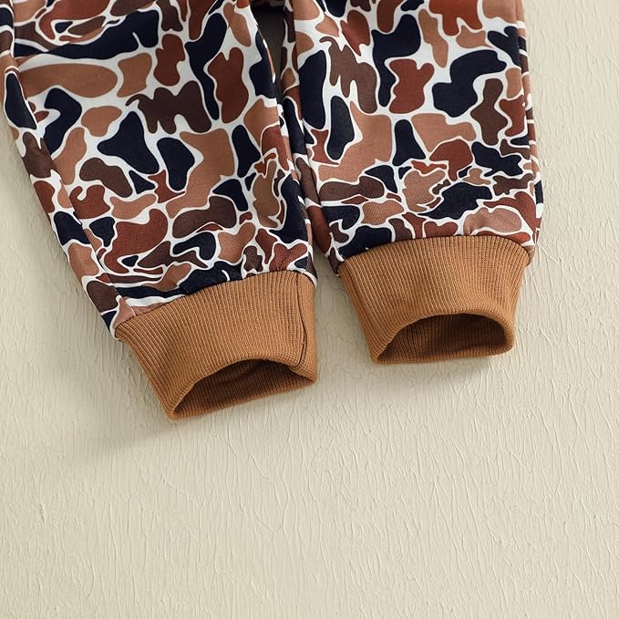 Toddler Boy Fall Winter Clothes Baby Camo Hunting Outfits Retro Pullover Sweatshirts + Camouflage Pants Set