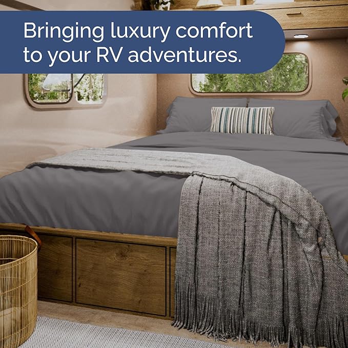 Short Queen RV Size 4 Piece Sheet Set - Comfy Breathable & Cooling Bed Sheets Set - Hotel Luxury Bedding for Women, Men, Kids, Teens, Boys & Girls - Deep Pockets & Ultra-Soft - Oeko-Tex - Dark Grey
