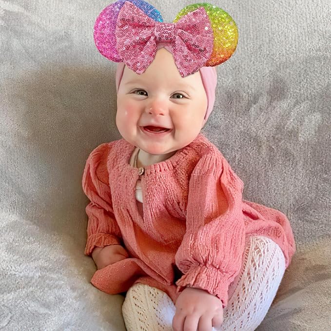 1PC Mouse Ears Headband/Headwrap - Toddler, Baby, Kids - Party supplies - Pink Sequin