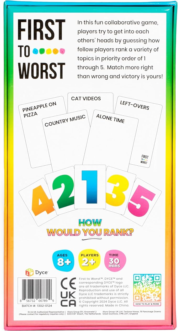 FIRST TO WORST Party Game + After Dark Set – Adult Card Game About How Your Friends and Family Rank Things | Funny Ranking & Guessing Board Game for Friends, Game Nights, Parties & Fun Gift Ideas