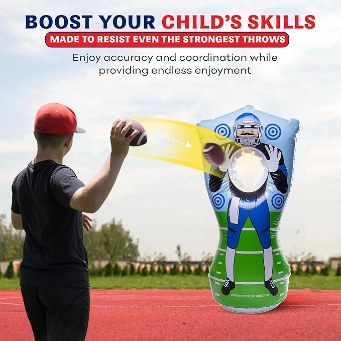 Inflatable Football Target – Double-Sided Toss Training Game with Mini Footballs – Super Bowl Party Game for Kids and Adults – Indoor & Outdoor Backyard Fun – 65 Inch