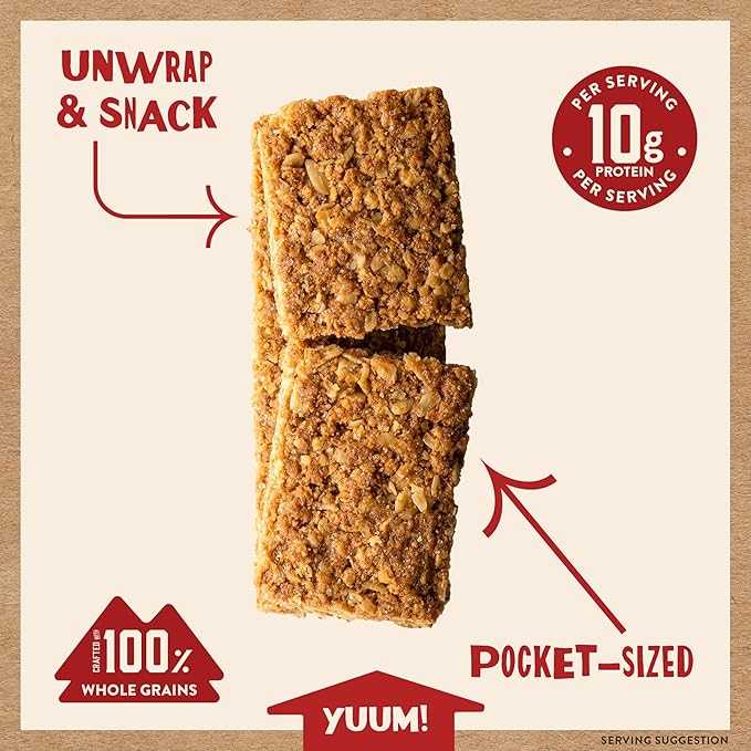 Kodiak Cakes Crunchy Granola Protien Snack Bars, Maple Brown Sugar, High Protein, 100% Whole Grains, 12 boxes with 6 pouches (144 bars)