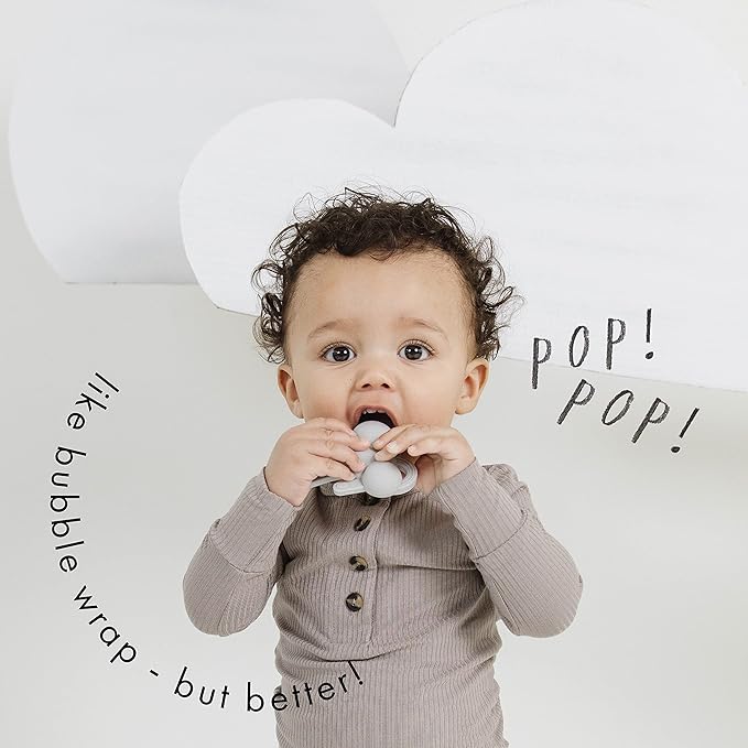 Doddle & Co. The Chew Teether with Poppable Bubbles | Toddler Teething Fidget Toy for Baby | Enhaces Oral Fit & Easy to Hold & Grab | Helps in Development for New Born Babies | Pack of 1 | Rain