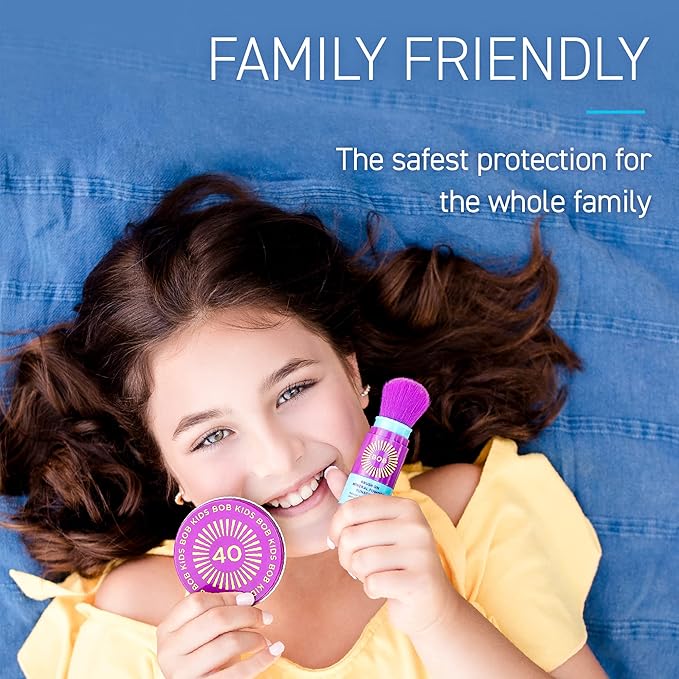 BOB KIDS Duo Pack SPF Sun Protection, SPF 30 Mineral Powder Sunscreen & SPF 40 Kids Sun Protection Balm, Broad Spectrum, Fragrance Free, Water Resistant