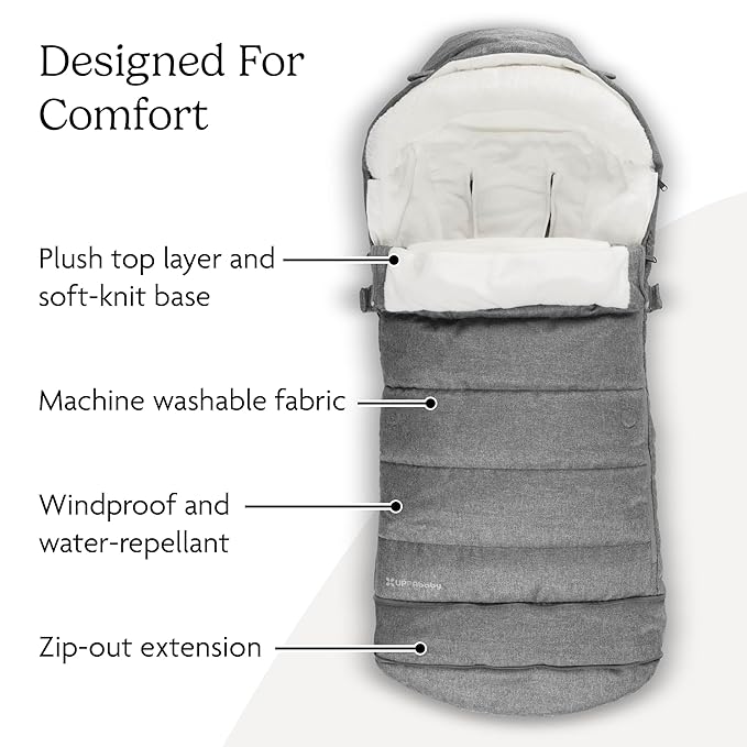 UPPAbaby CozyGanoosh 2-in-1 Seasonal Footmuff - Easily Attaches to UPPAbaby Strollers and RumbleSeat – Versatile, Ultra-Plush Zip-Out Liner for Cold Weather – Savannah (Pearl Gray Jacquard)