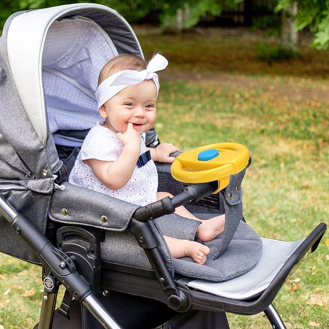 Accmor Stroller Steering Wheel Toy, Pretend Driving Simulated Steering Wheel for Stroller Shopping Carts Universal Detachable Funny Toy Attachment Accessories