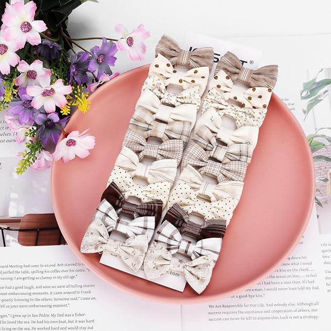 JESSCAT 22 Pcs Hair Clips for Girls with Bows Flower, Fully Lined Alligator Clips and Barrettes, Fabric Handmade Barrettes Hair Accessories for Girls Baby Infants Toddler Kids