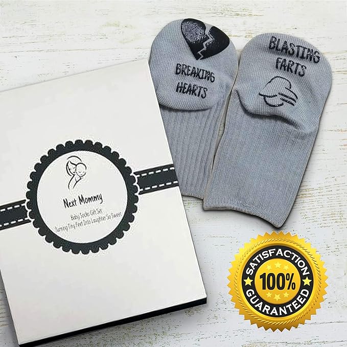 Baby Socks Gift Set – 6 Cute & Funny Non-Slip Socks for Boys & Girls | Baby 0-6 Months to 12-18 Months | Organic Cotton with Grips