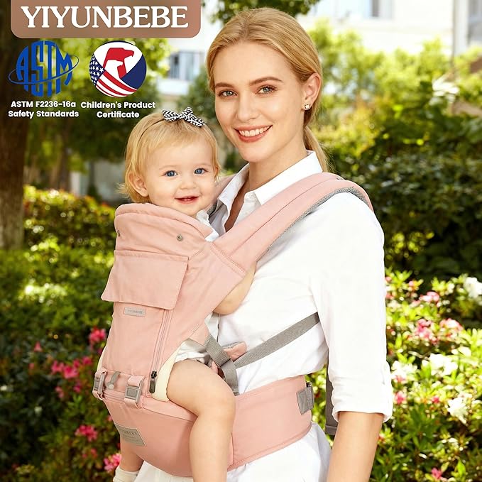 Baby Carrier Newborn to Toddler Baby Carriers with Seat Infant Baby Holder Backpack Baby Carriers Front and Back for Carrying and Hiking (Pink)