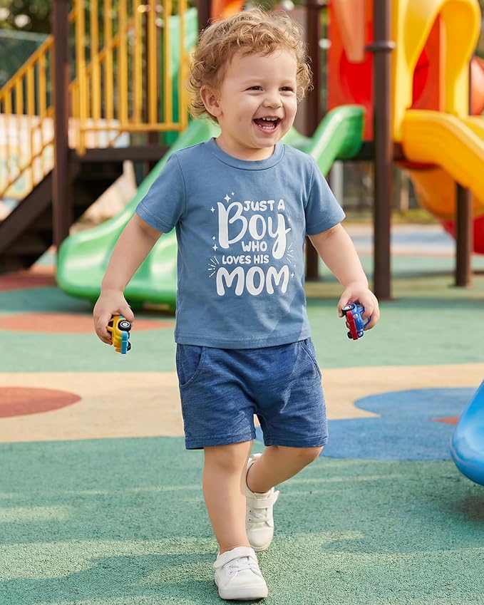 Jecson Baby Boy Summer Clothes Toddler Boy Outfits Letter Print Short Sleeve T-Shirt Denim Shorts Clothing Set 6M-4T