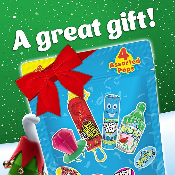 Candy Variety Pack Bag, 4 Ct Individually Wrapped Lollipops, Ring Pop, Push Pop, Baby Bottle Pop & Juicy Drop For Birthday Parties, Valentine's Gifts, Goodie Bags, Party Favors